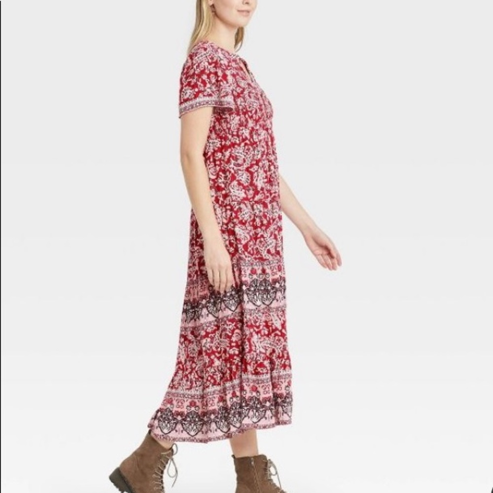 SOLD 🌺 Knox Rose Dress Large Red Paisley Boho NWT - Picture 3 of 4